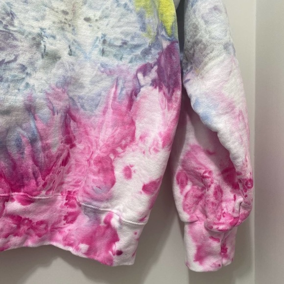 NWOT Hand Dyed Pink Grey Neon Yellow Tie Dye Sweater - Size XL - Picture 12 of 15